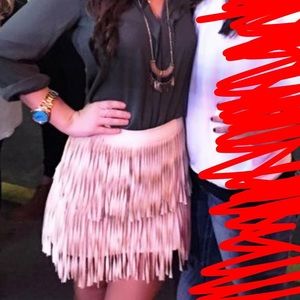 Nude Fringe skirt